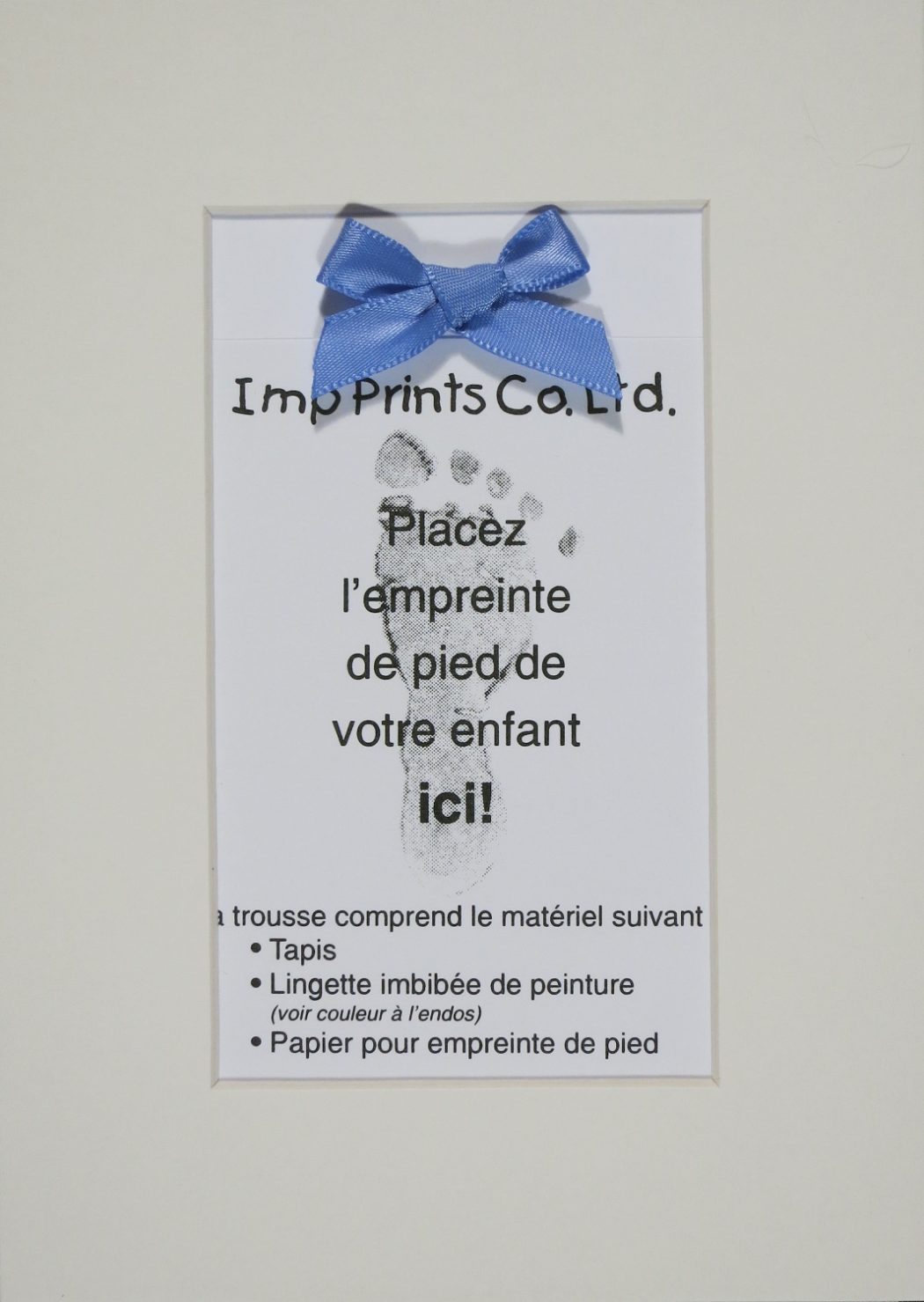 Kit de tapis, Empreinte de pied, Bleue (inclut Lingette Imbibée de Peinture)