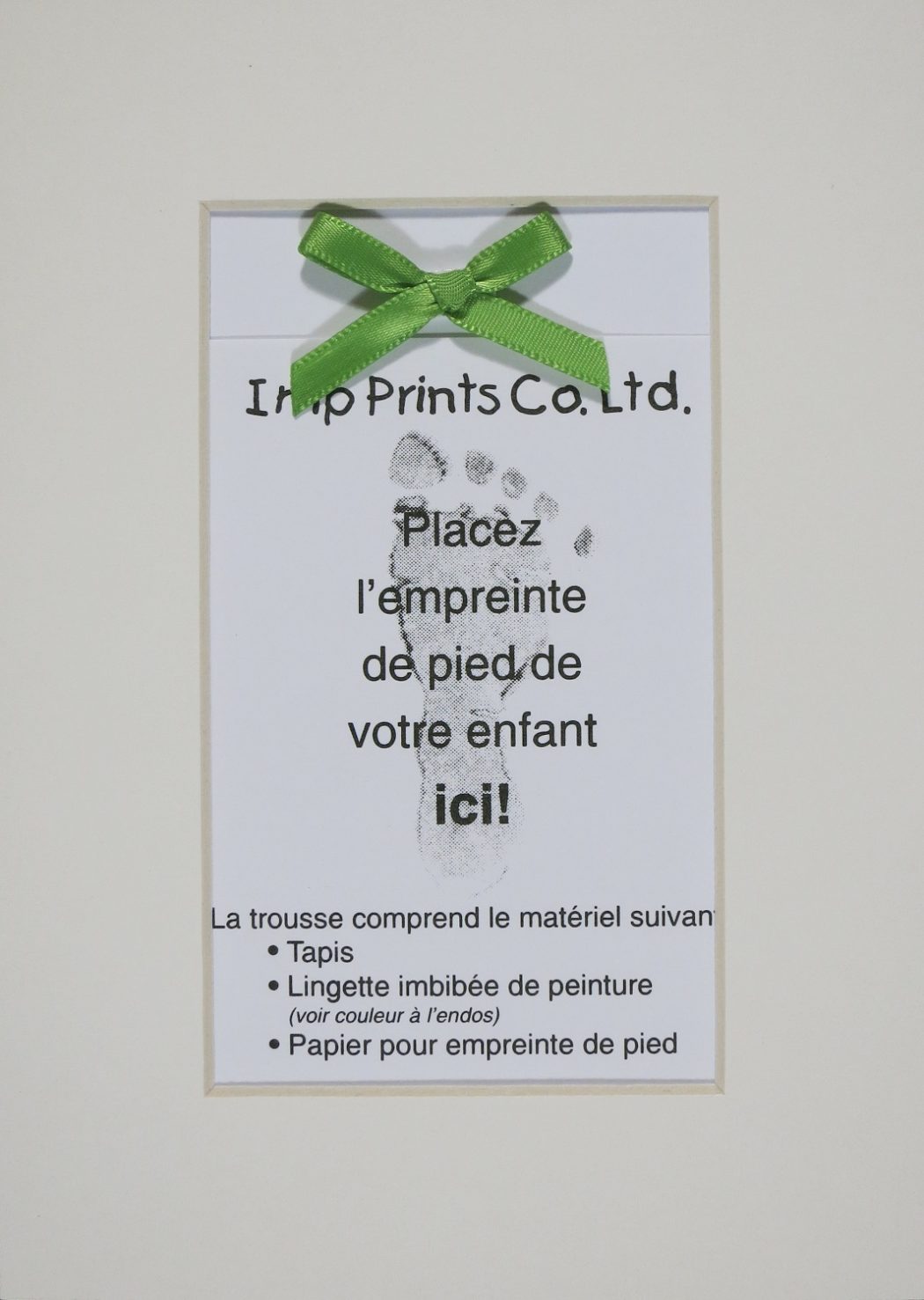 Kit de tapis, Empreinte de pied, Vert (inclut Lingette Imbibée de Peinture)