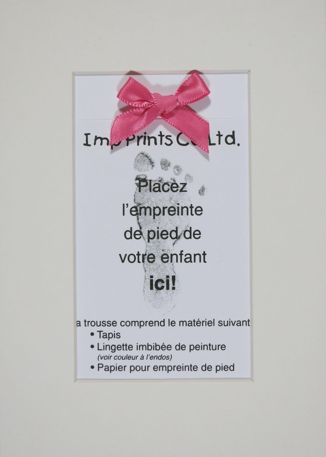 Kit de tapis, Empreinte de pied, Rose (inclut Lingette Imbibée de Peinture)