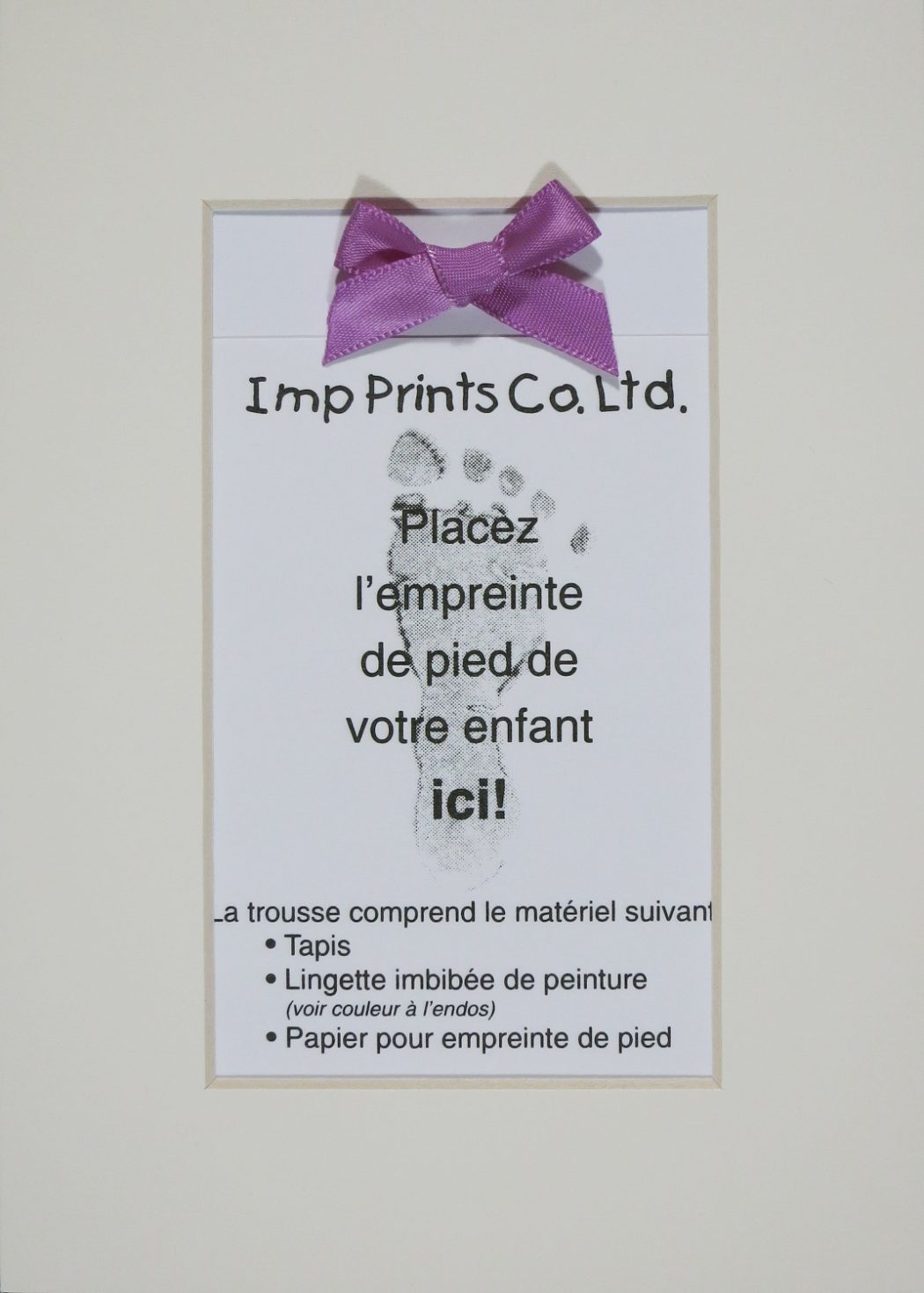 Kit de tapis, Empreinte de pied, Violet (inclut Lingette Imbibée de Peinture)